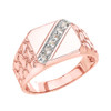Rose Gold Diamond Signet Men's Nugget Ring