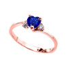 Dainty Rose Gold CZ Sapphire Heart Promise Ring