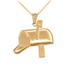 Yellow Gold Mailbox Pendant Necklace