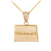 Yellow Gold Colorado State Map Pendant Necklace