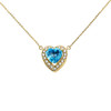 Elegant Yellow Gold Diamond and December Birthstone Heart Solitaire Necklace