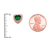 Elegant Rose Gold Diamond and May Birthstone (LCE) Emerald Heart Solitaire Necklace