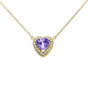 Elegant Yellow Gold Diamond and June Birthstone Heart Solitaire Necklace