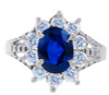 Princess Diana Blue Sapphire White Gold CZ Ring