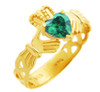 Gold Claddagh Trinity Band Ring with Emerald Birthstone.  Available in your choice of 14k or 10k Gold.