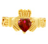 Gold Claddagh Trinity Band with Ruby Red  CZ Heart