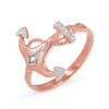 Two-Toned Rose Gold Anchor Diamond Ring