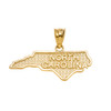 Yellow Gold North Carolina State Map Pendant Necklace