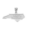 White Gold North Carolina State Map Pendant Necklace