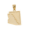 Yellow Gold Arizona State Map Pendant Necklace