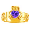 Gold Claddagh Trinity Band Ring with Alexandrite Birthstone.  Available in 14k and 10k gold.