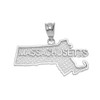 White Gold Massachusetts State Map Pendant Necklace