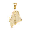 Yellow Gold Maine State Map Pendant Necklace