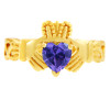 Claddagh Trinity Band Ring in Gold with Amethyst Birthstone.  Available in 14k and 10k gold.