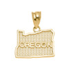 Yellow Gold Oregon State Map Pendant Necklace