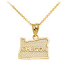 Yellow Gold Oregon State Map Pendant Necklace
