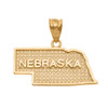 Yellow Gold Nebraska State Map Pendant Necklace