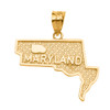 Yellow Gold Maryland State Map Pendant Necklace