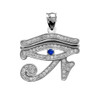 Eye of Horus White Gold Diamond and Sapphire Pendant Necklace