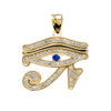Eye of Horus Yellow Gold CZ Pendant Necklace