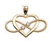 Heart and Infinity Yellow Gold and CZ  Rope Design Pendant Necklace