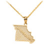 Yellow Gold Missouri State Map Pendant Necklace