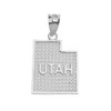 White Gold Utah State Map Pendant Necklace