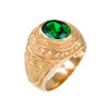 Solid Gold US Navy Men's CZ Birthstone Ring