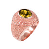 Solid Rose Gold US Navy Men's CZ Birthstone Ring