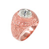 Solid Rose Gold US Navy Men's CZ Birthstone Ring