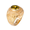 Solid Gold US Air Force Men's CZ Birthstone Ring