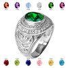 Sterling Silver US Air Force Men's CZ Birthstone Ring