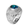 Sterling Silver US Air Force Men's CZ Birthstone Ring