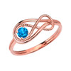 Blue Topaz Rope Infinity Rose Gold Ring