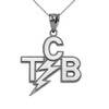 White Gold Taking Care of Business In A Flash (TCB) Pendant Necklace