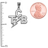 White Gold Taking Care of Business In A Flash (TCB) Pendant Necklace