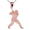Baseball Player Sports Rose Gold Pendant Necklace