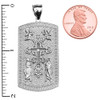 Russian Orthodox Cross White Gold Engraveable Dog Tag Pendant Necklace