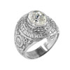 Solid White Gold US Coast Guard CZ Birthstone Ring