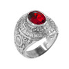 Sterling Silver US Coast Guard Men's CZ Birthstone Ring