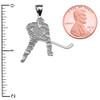 Hockey Player Sports White Gold Pendant Necklace