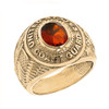 Solid Yellow Gold United States Coast Guard Men's CZ Birthstone Ring