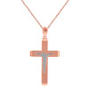 Two Tone Solid Rose Gold Layered Cross Jesus Christ Silhouette Pendant Necklace  1.23" (31  mm)