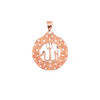 Rose Gold Diamond Filigree Round Allah Pendant Necklace ( 1" )