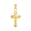 Yellow Gold Dainty Fitchee Cross Pendant Necklace