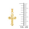 Yellow Gold Dainty Fitchee Cross Pendant Necklace