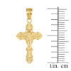 Yellow Gold Dainty Floral Crucifix Pendant Necklace