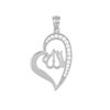 White Gold Cubic Zirconia Allah Heart Pendant Necklace