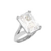 White Gold Solitaire Emerald Cut Cubic Zirconia  Engagement Ring
