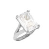 Sterling Silver Solitaire Emerald Cut Cubic Zirconia  Engagement Ring